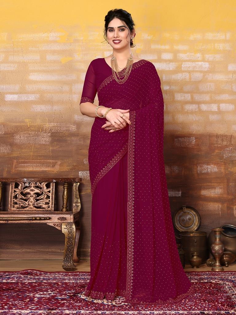 Silk Wine Maroon Saree SARV146606