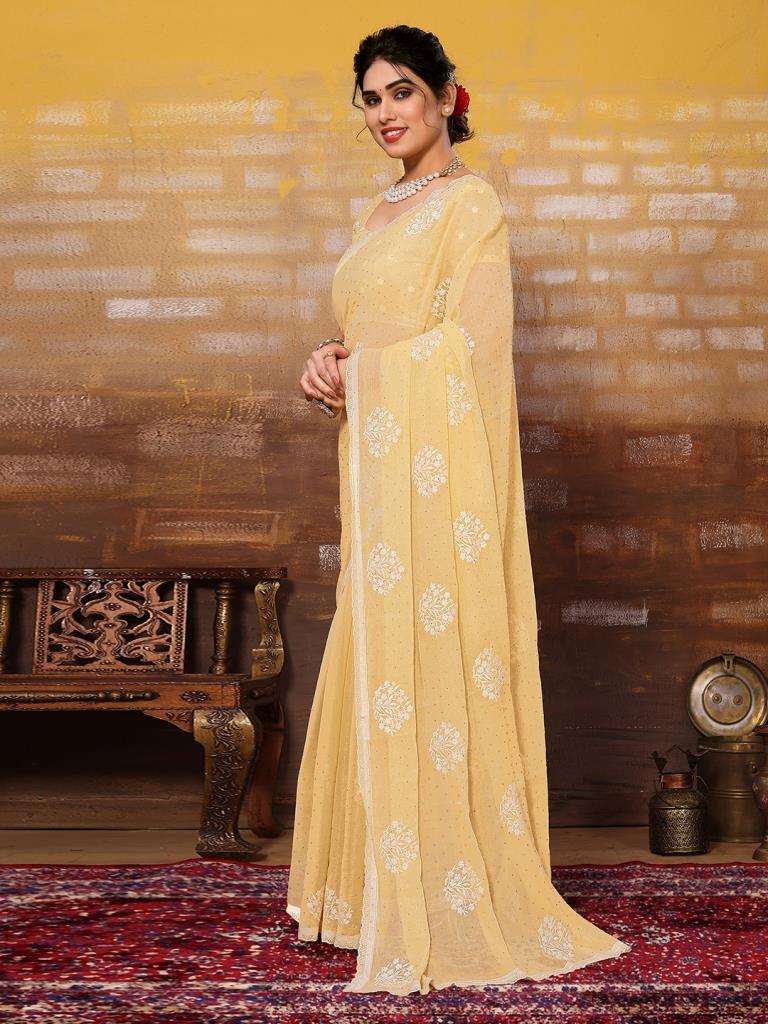 Yellow Chiffon Saree With Blouse 165252