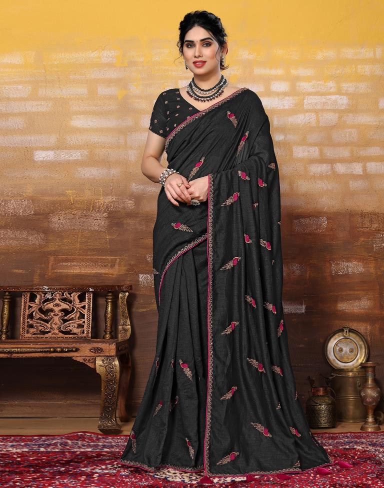 Buy Black Sarees for Women by NK Textiles Online | Ajio.com