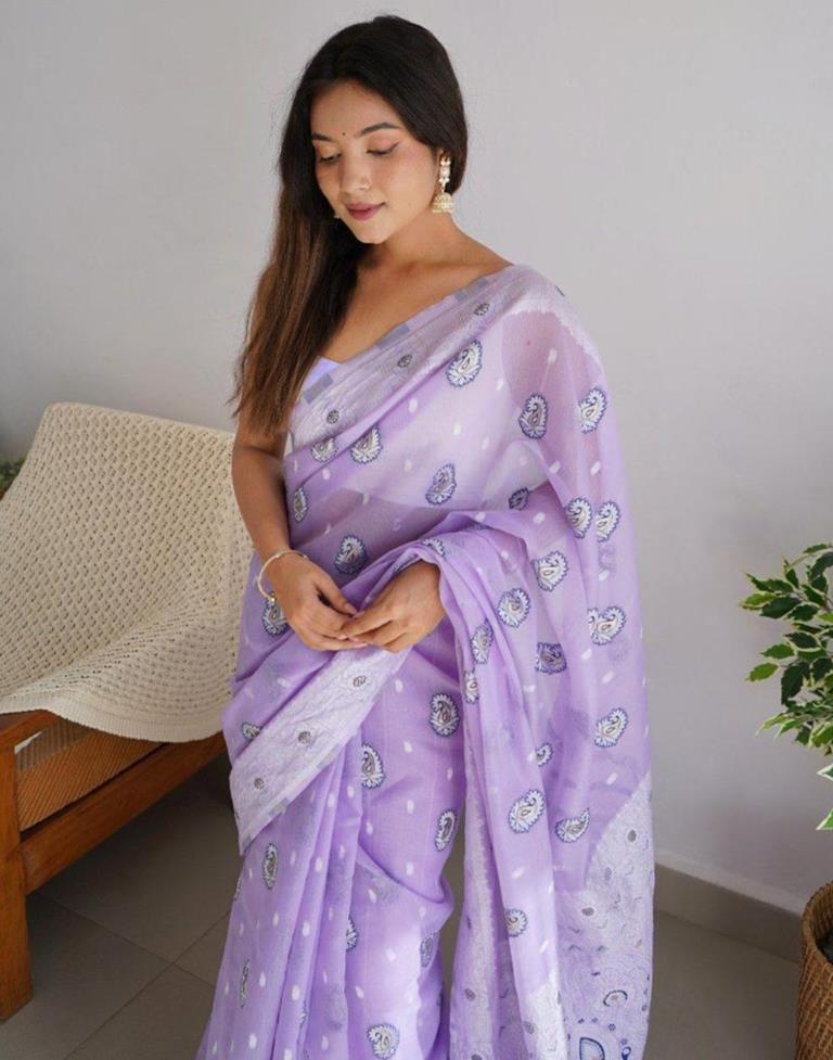 Buy NEW ARRIVALS Lavender Silk Cotton Saree With Temple Border South Indian  Saree Wedding Saree Sarees USA Custom Stitching Blouse Online in India -  Etsy