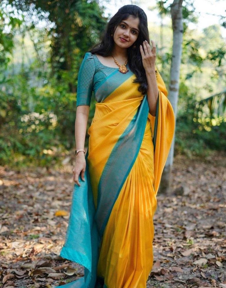Turmeric Yellow Banarasi Silk Saree