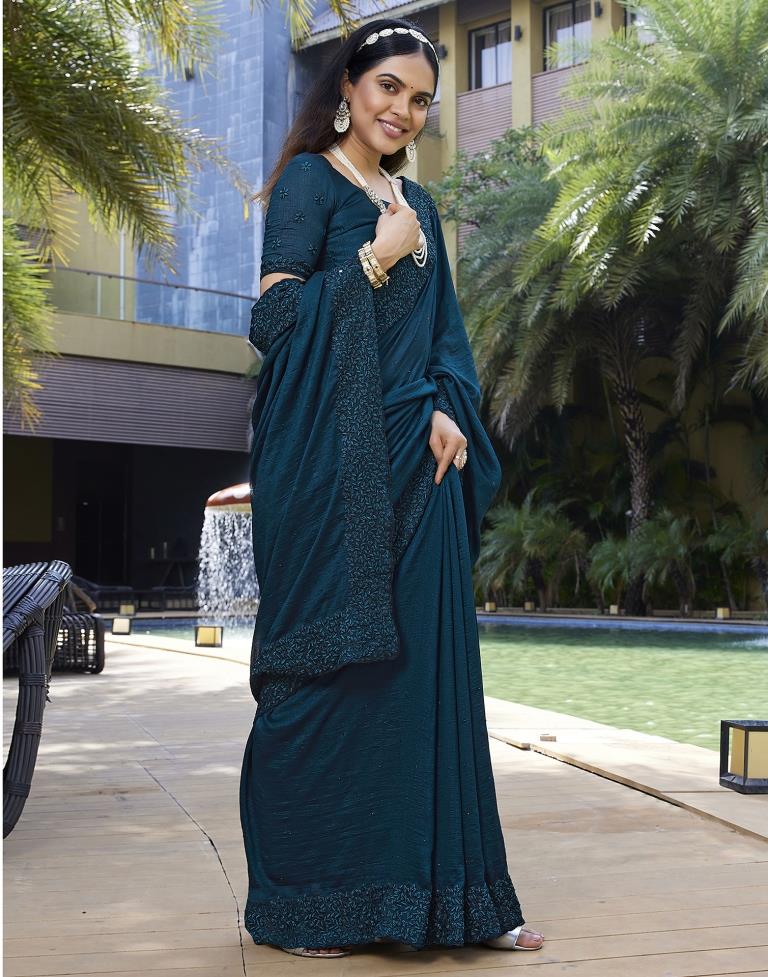 Buy IRIS Solid/Plain Bollywood Silk Blend, Satin Dark Blue, Blue Sarees  Online @ Best Price In India | Flipkart.com