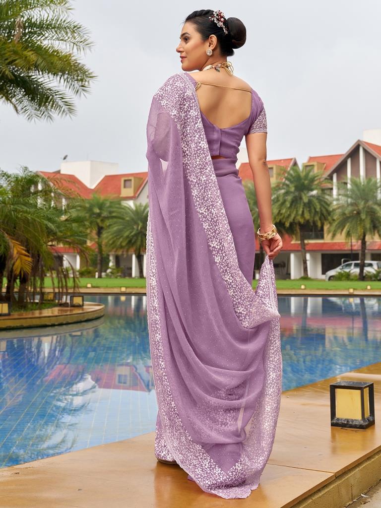 Light Purple Silk Saree With Blouse 246971