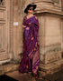 Purple Pure Satin Handloom Weaving Banarasi Saree | Leemboodi