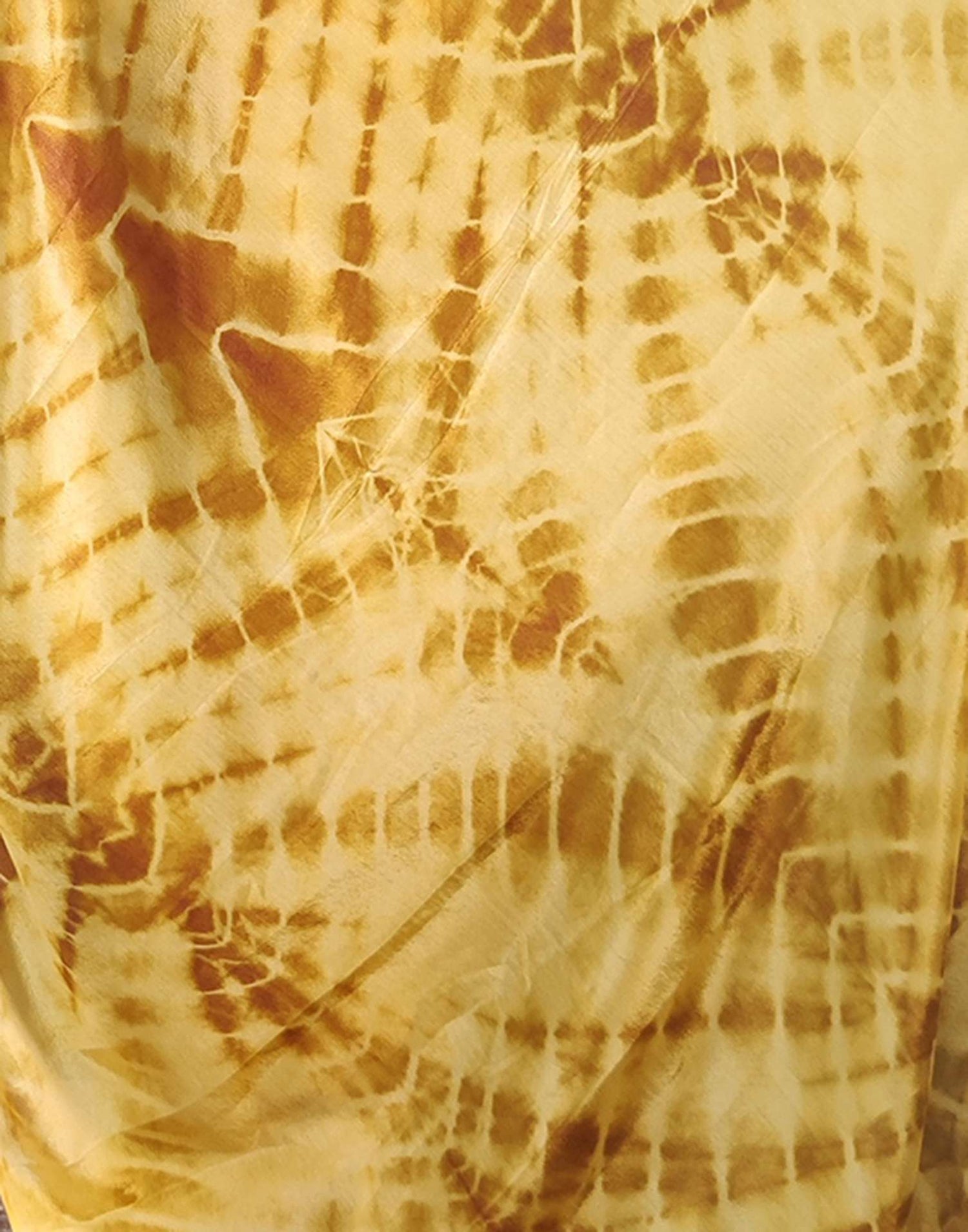 Yellow Printed Silk Pre-draped Saree