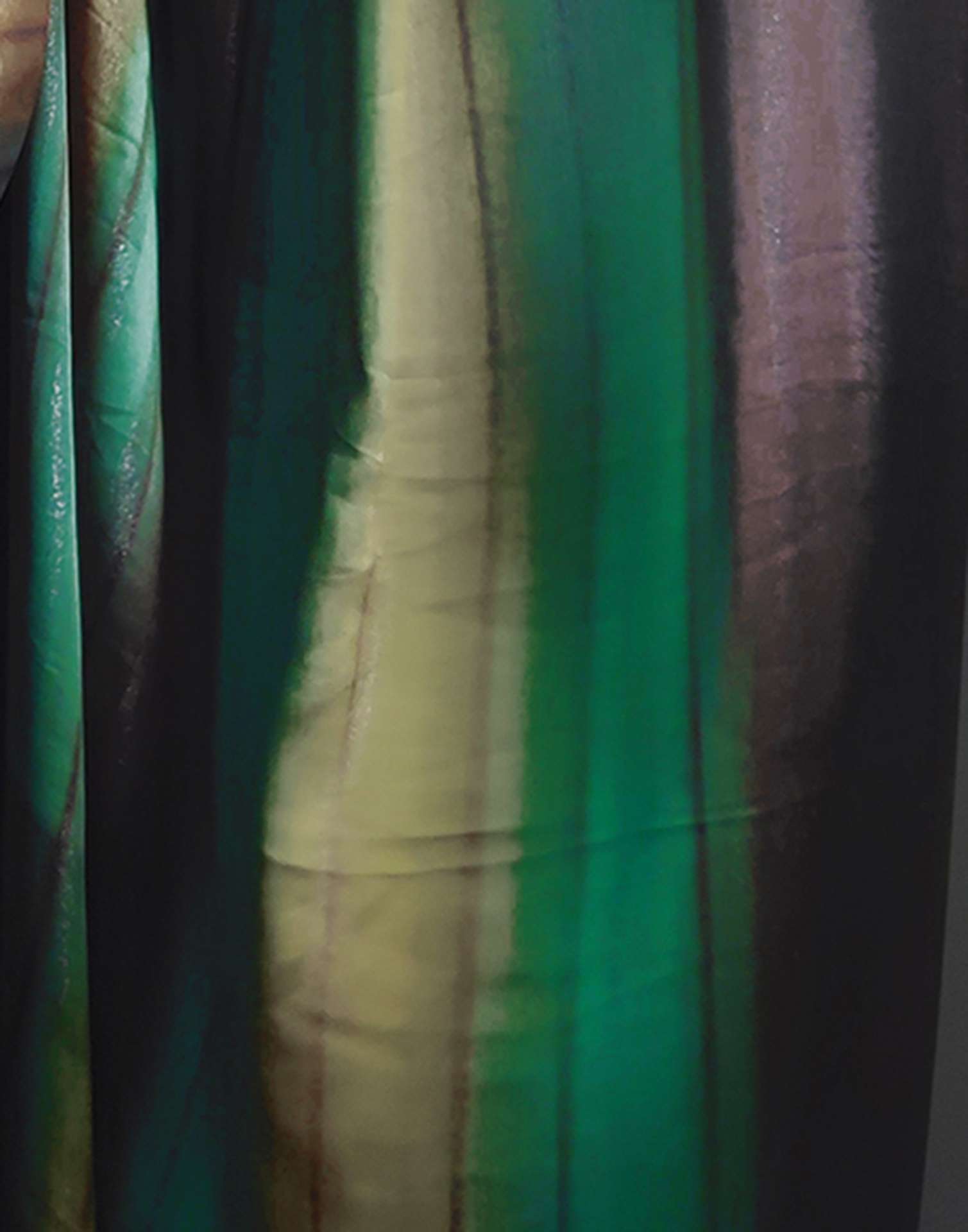 Mehandi Green Printed Georgette Pre-draped Saree