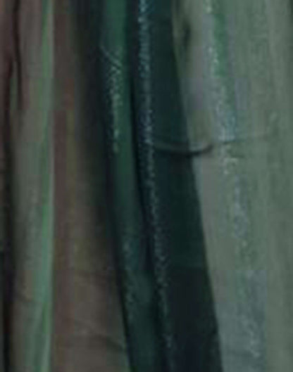 Green Plain Georgette Pre-draped Saree