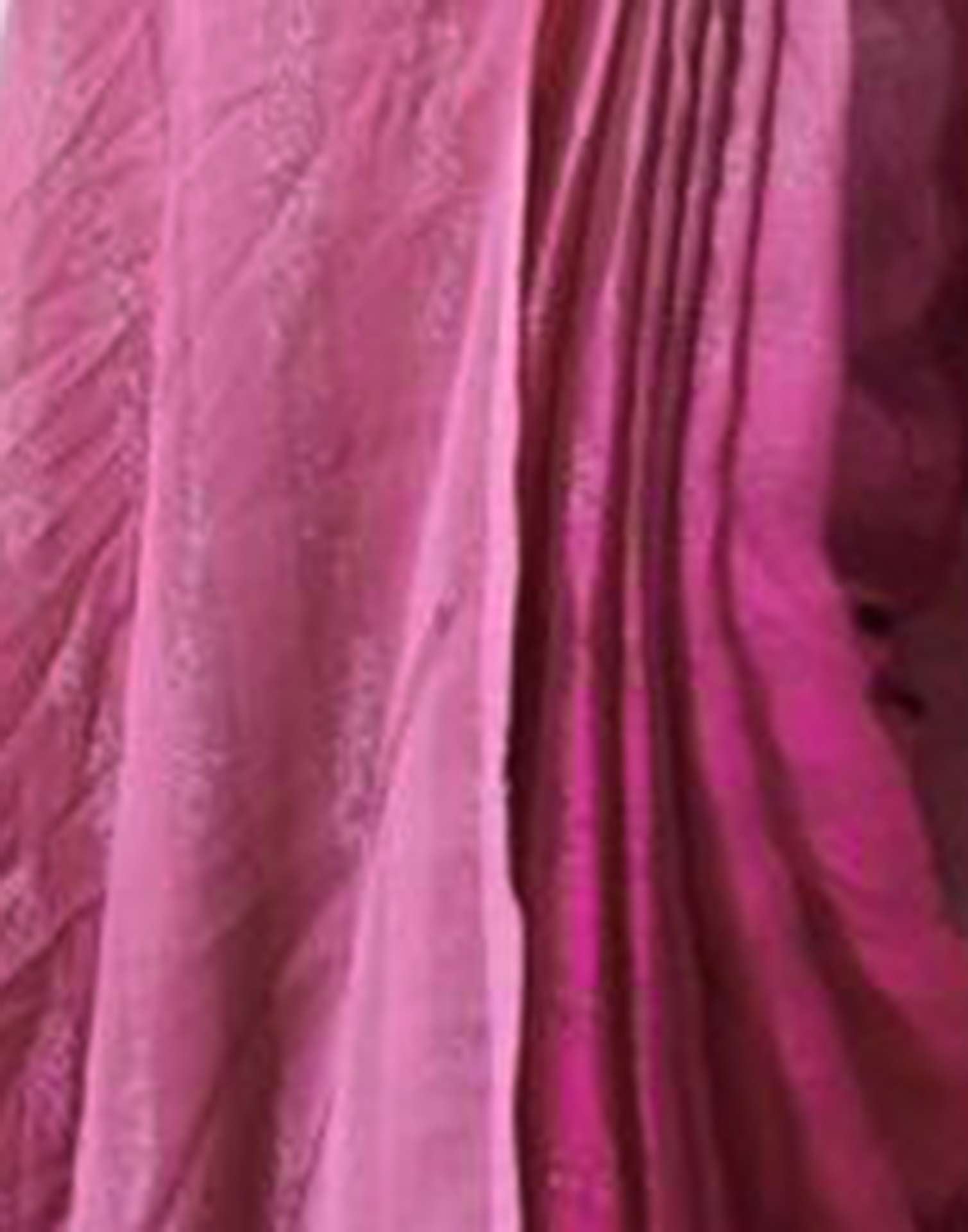 Onion Pink Plain Georgette Pre-draped Saree