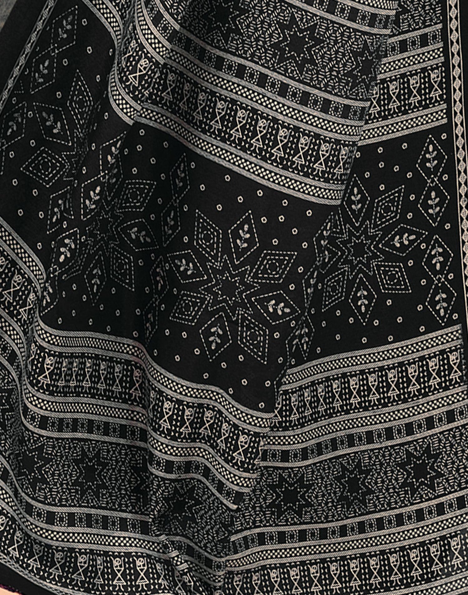Black Printed Cotton Saree