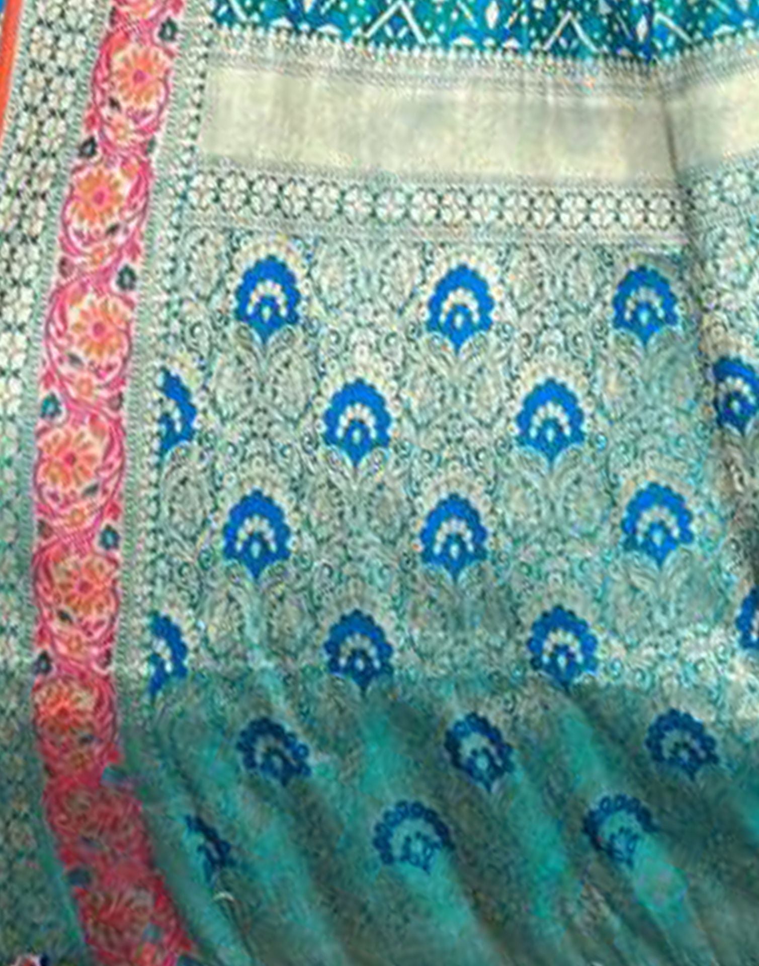 Blue Jacquard Silk Saree
