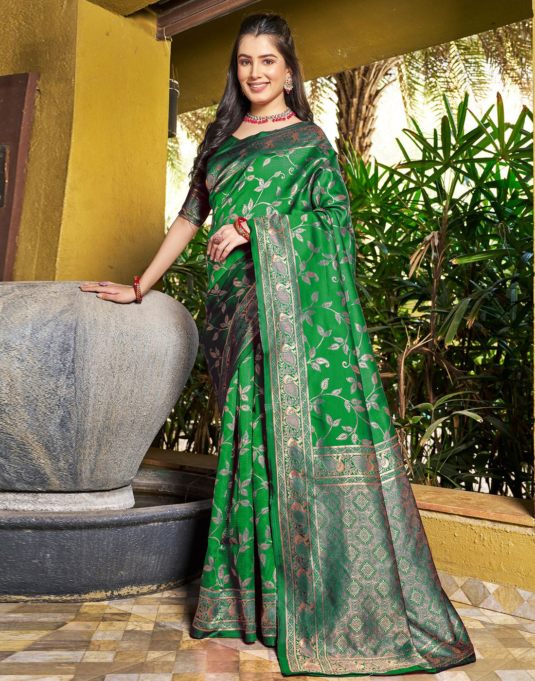 Green Jacquard Silk Saree