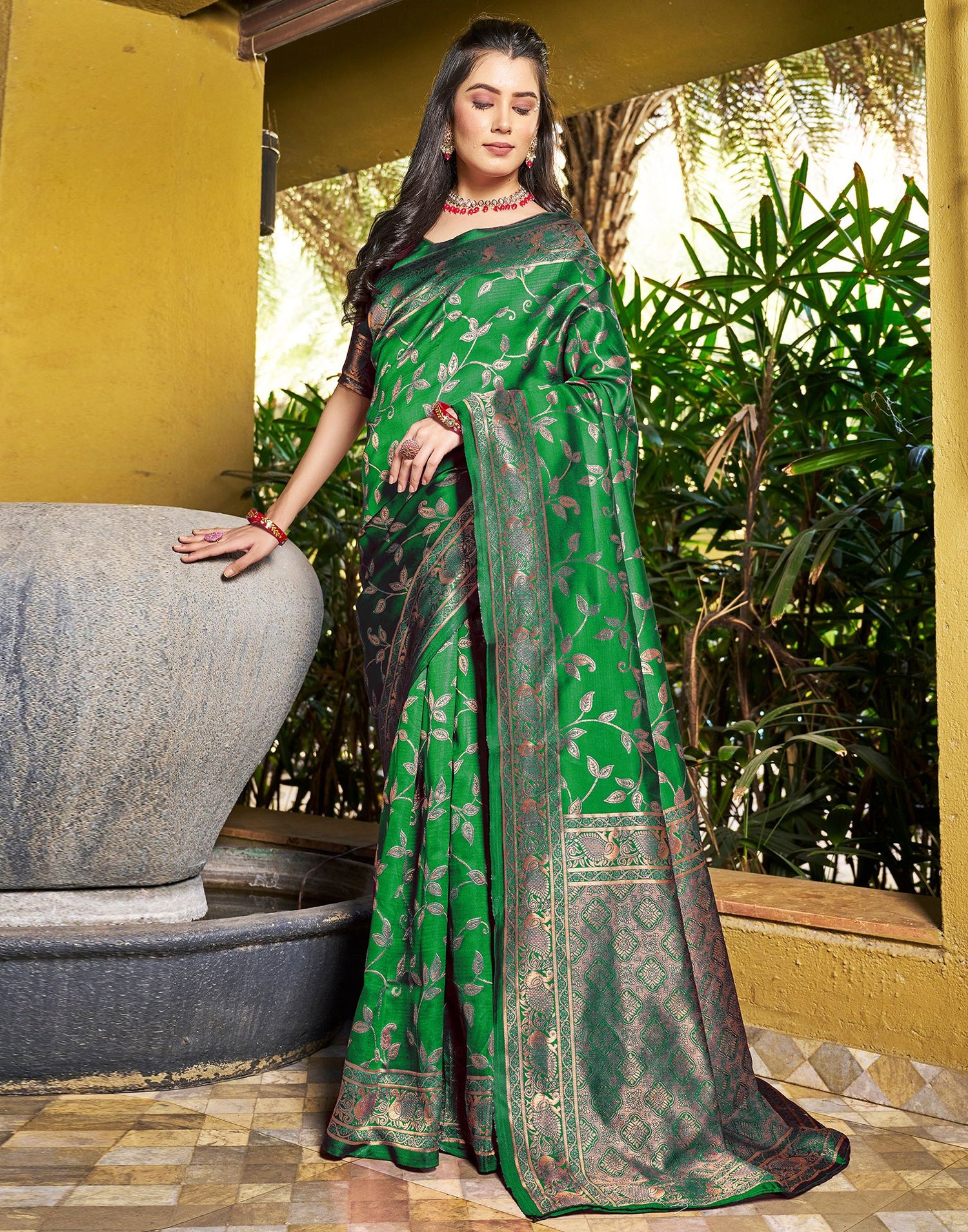 Green Jacquard Silk Saree