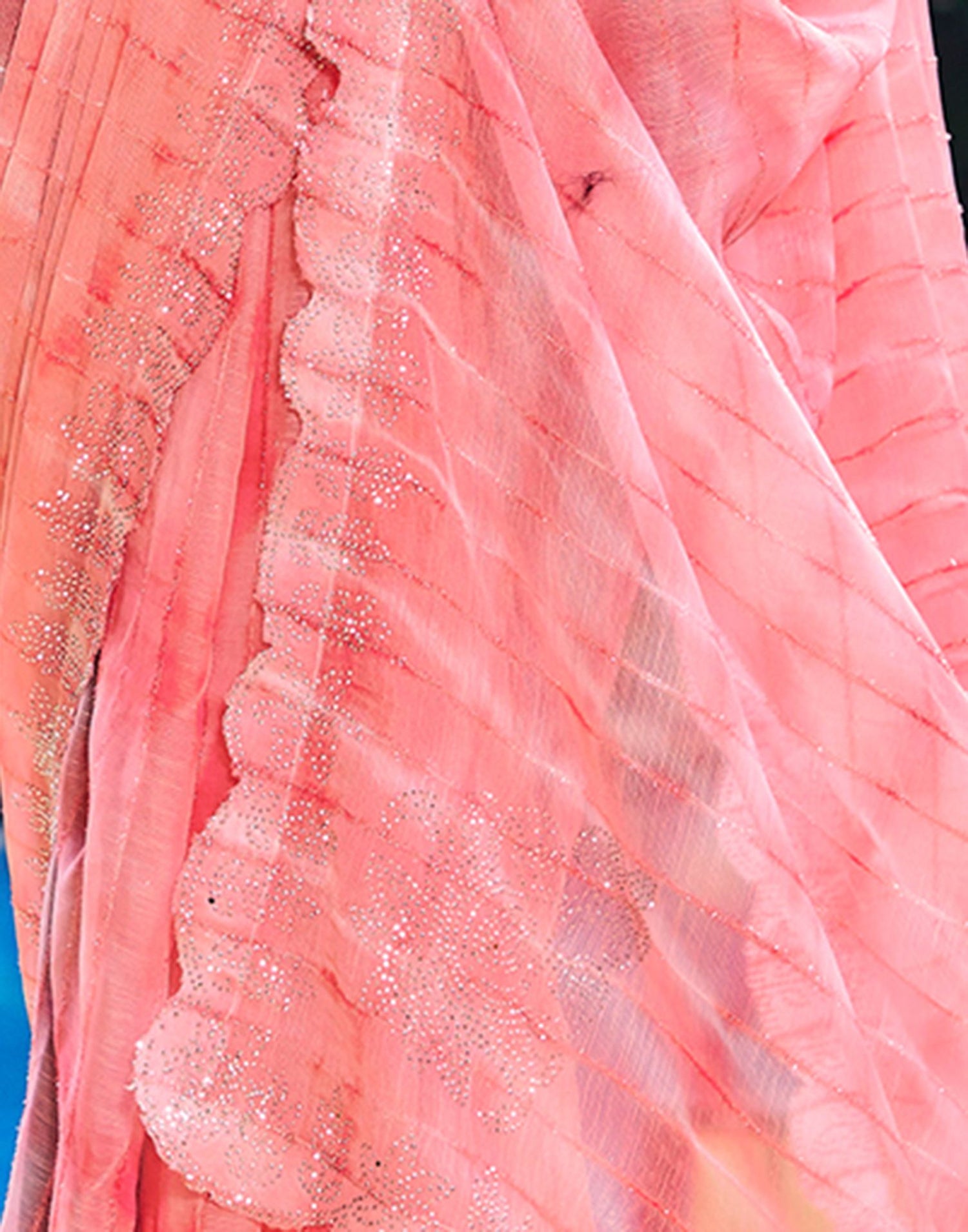 Rose Pink Printed Chiffon Saree