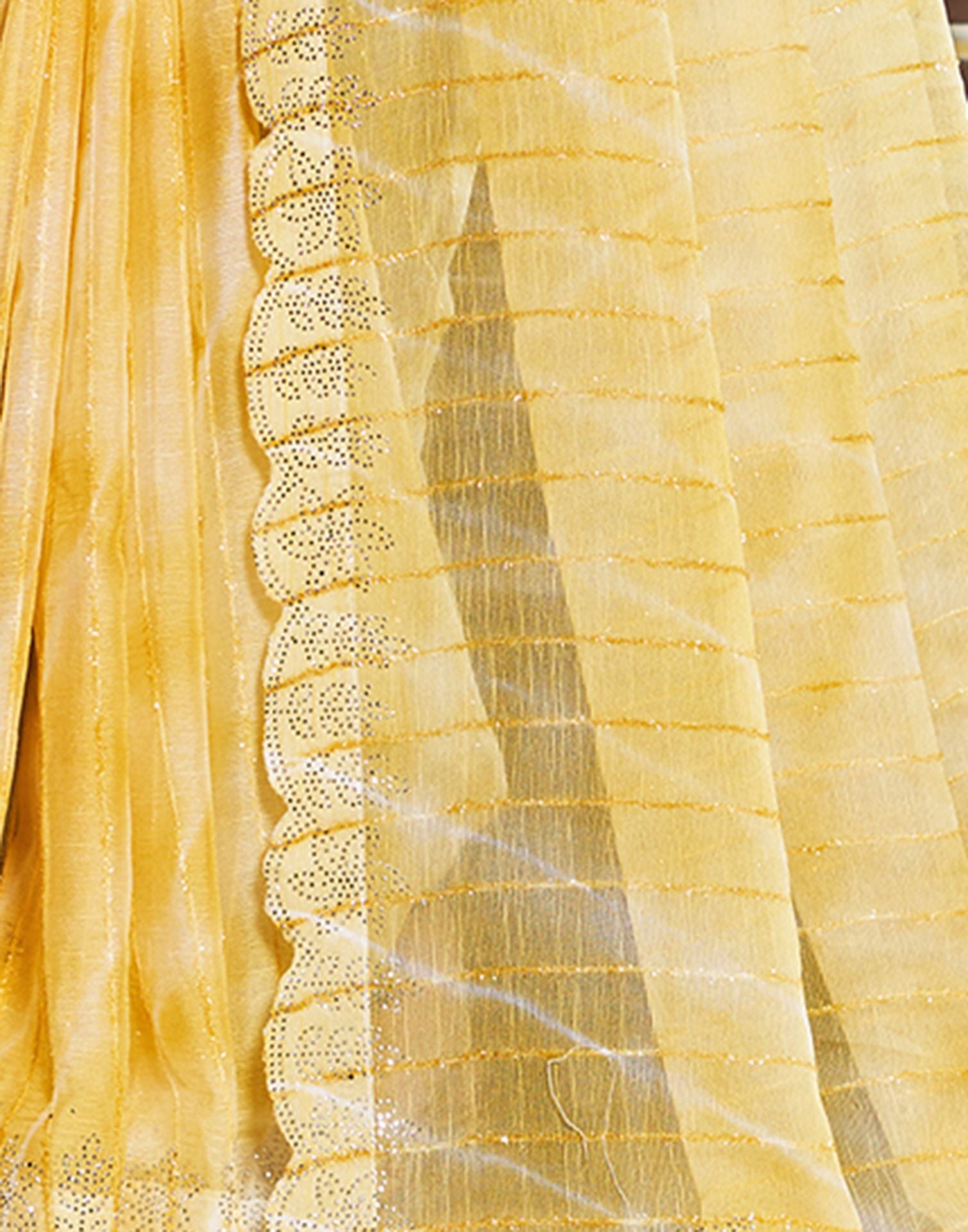 Yellow Printed Chiffon Saree
