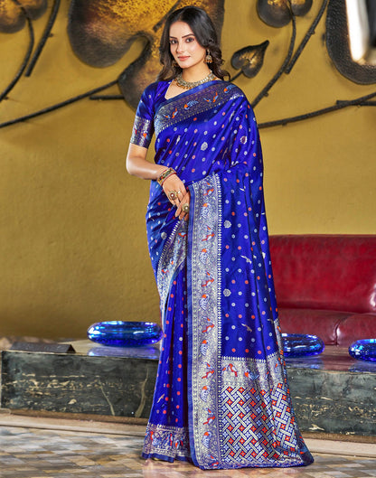 Blue Jacquard Silk Saree