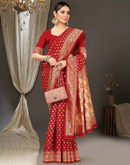 Red Jacquard Silk Saree