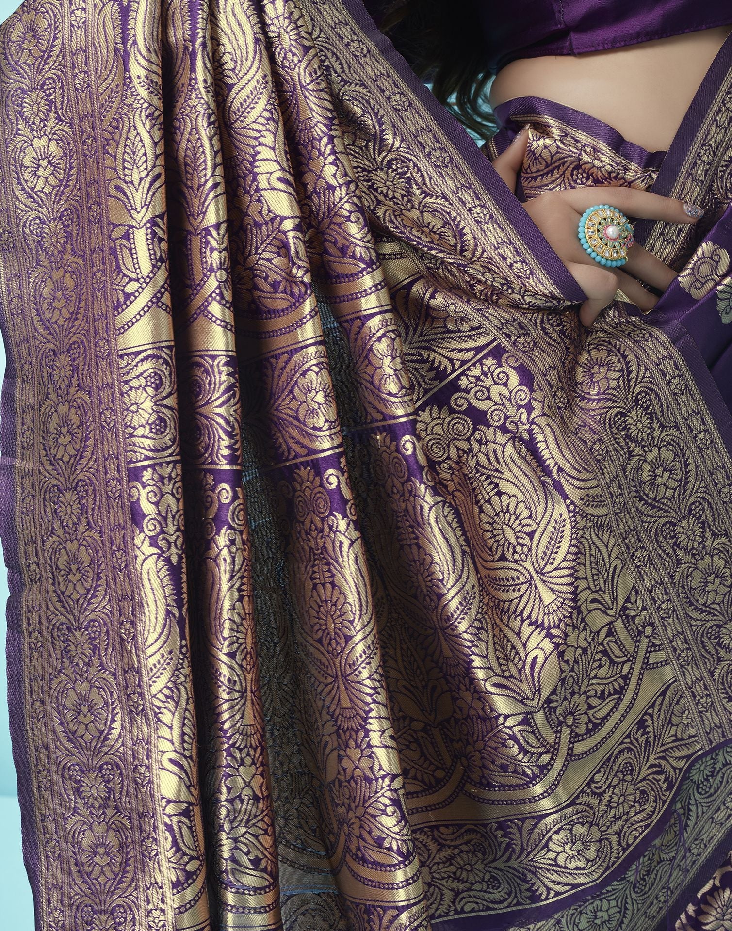 Purple Jacquard Silk Saree