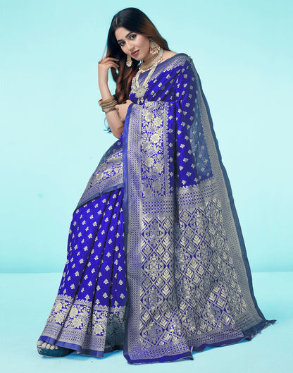 Royal Blue Jacquard Silk Saree