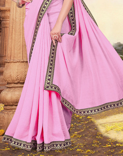 Light Pink Plain Silk Saree