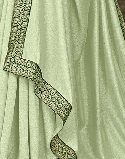 Light Mint Green Plain Silk Saree