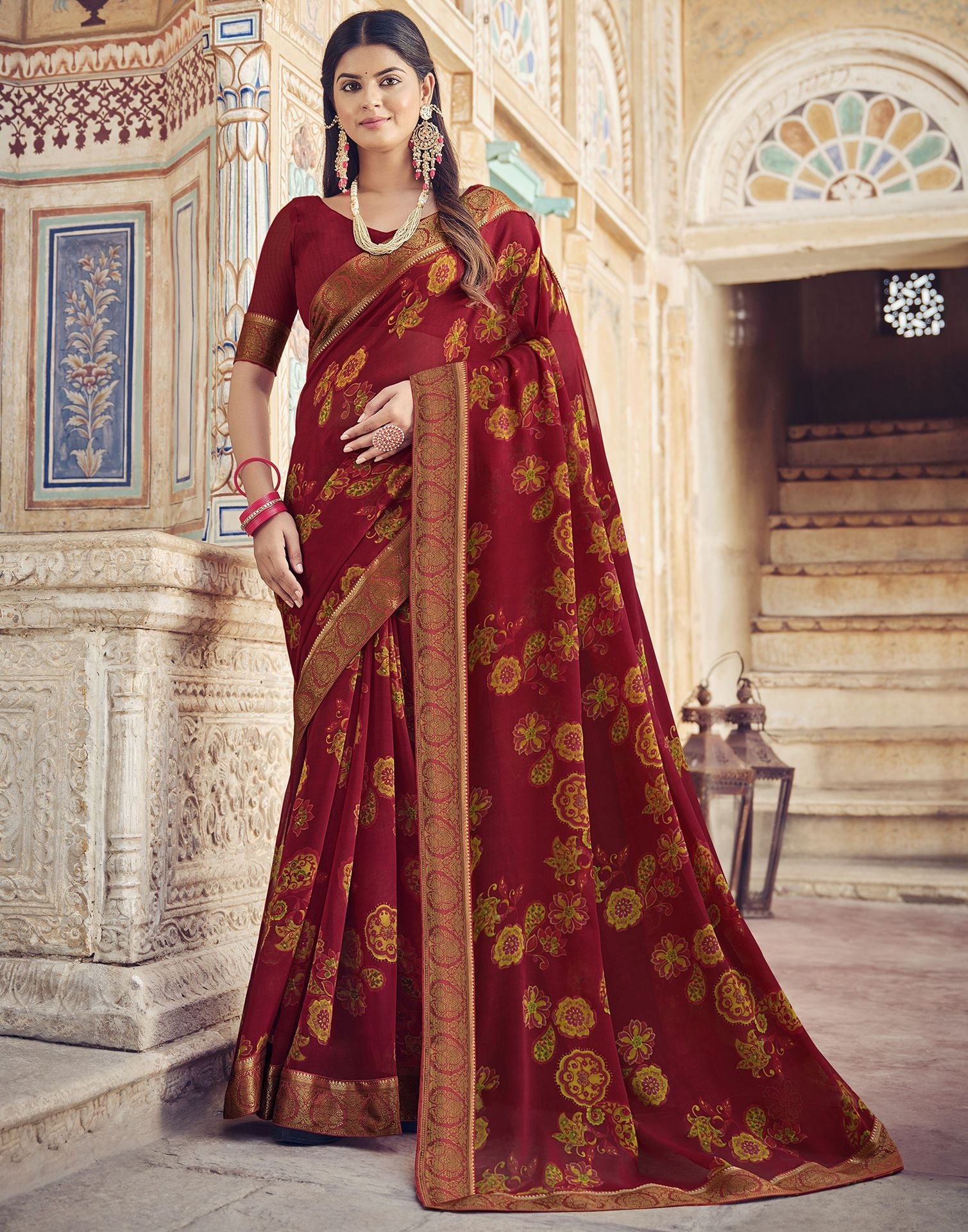 Buy Devangi Women Red, Dark Blue Cotton Silk Woven Saree Online at Best  Prices in India - JioMart.