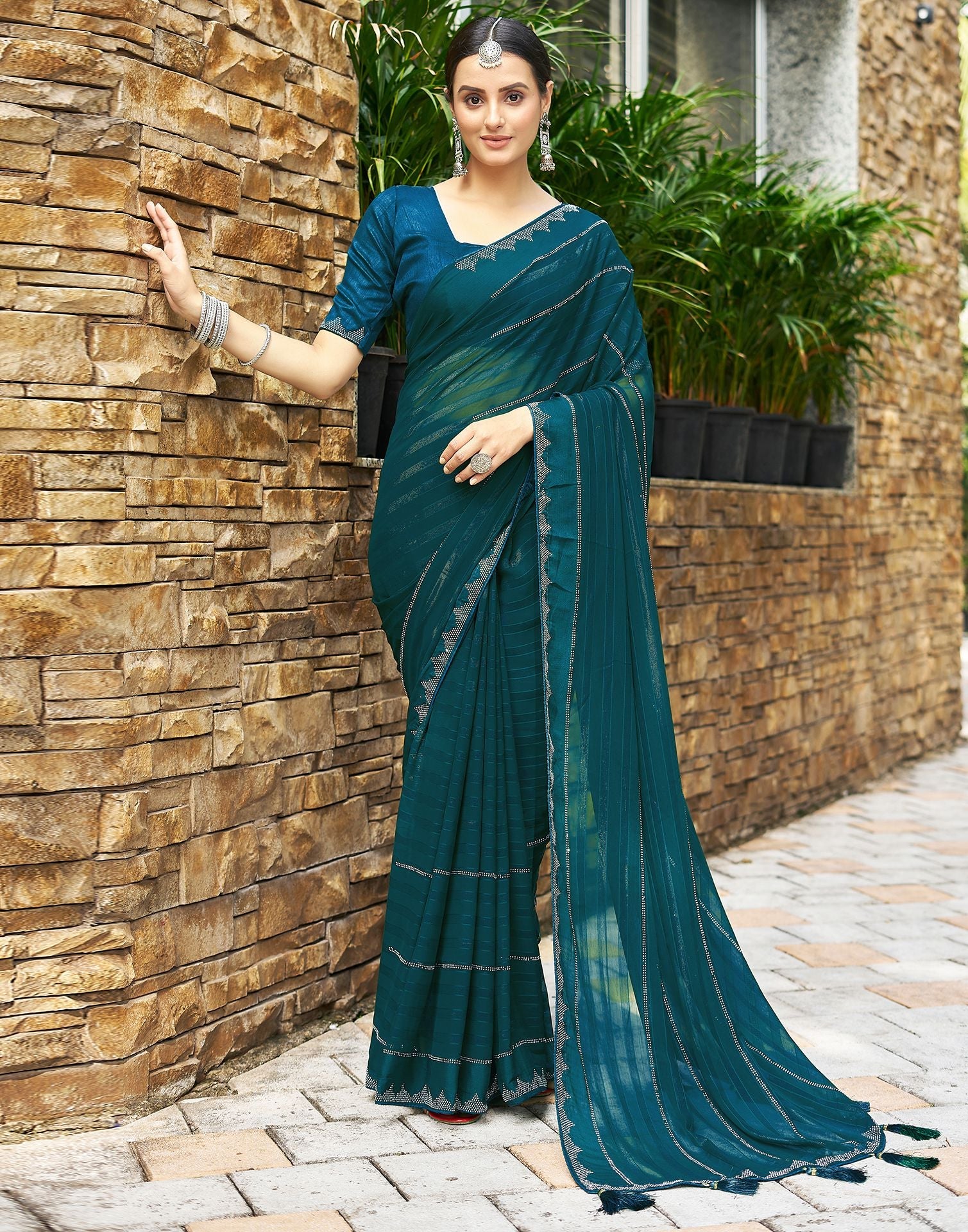 Buy Sea Green Sarees for Women by Crissy Online | Ajio.com