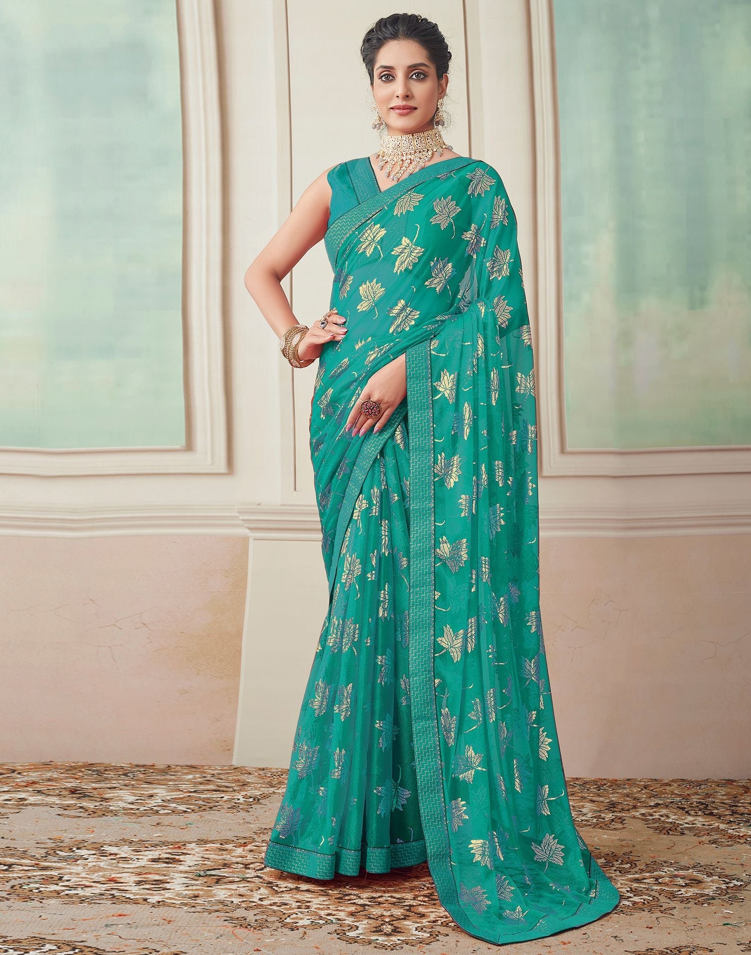 Mahi Sky-Navy Blue Kanchipuram Silk – Zariknyaa