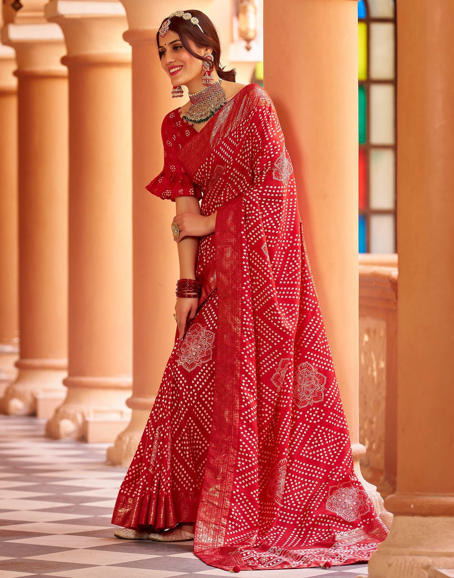 Buy Cherry Red Silk Saree online-Karagiri – Karagiri Global