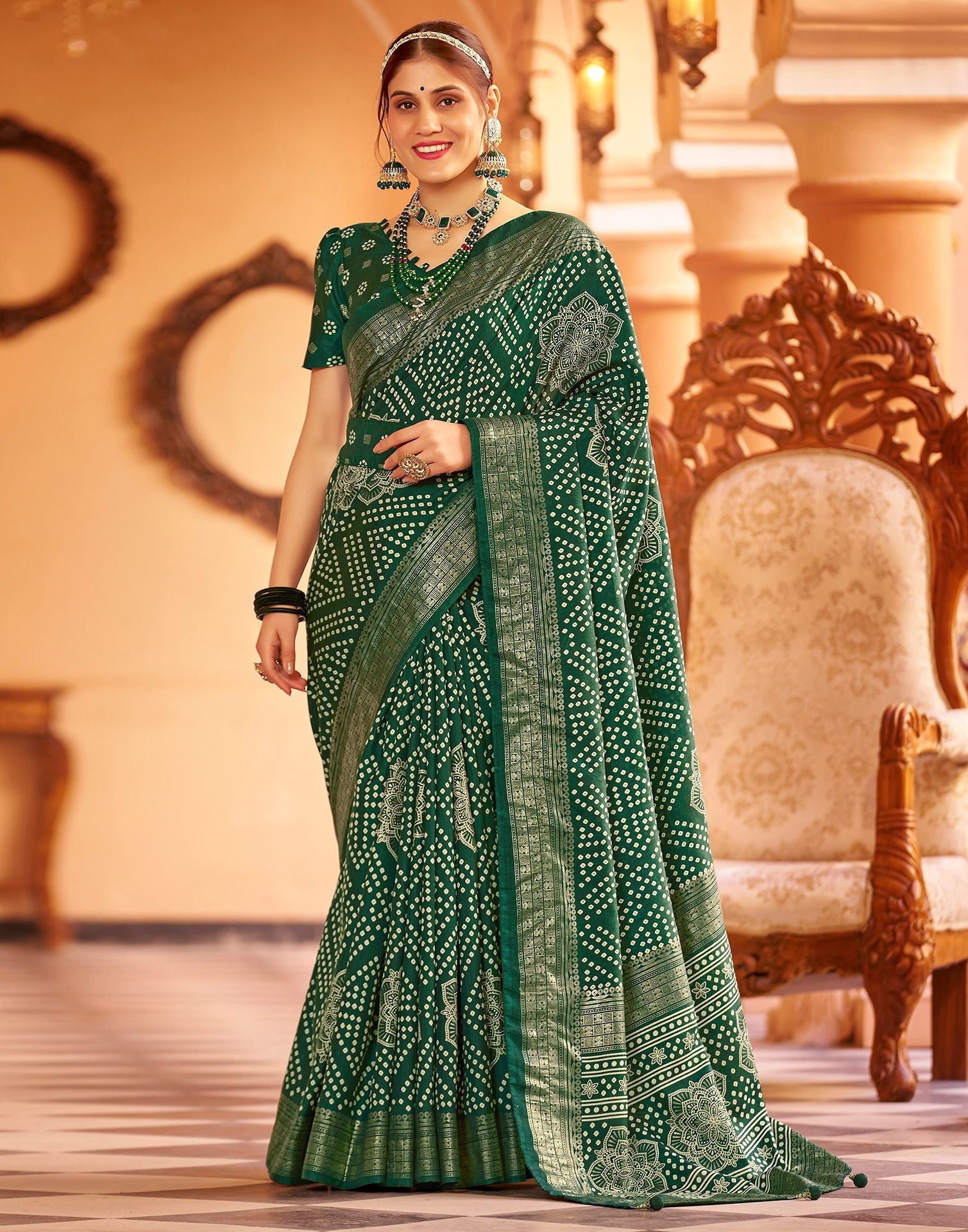 Green Weaving Silk Bandhani Saree – Leemboodi