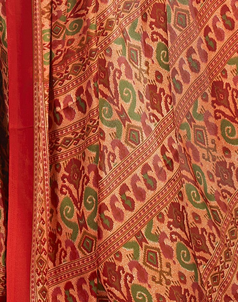 Rust Silk Printed Sarees