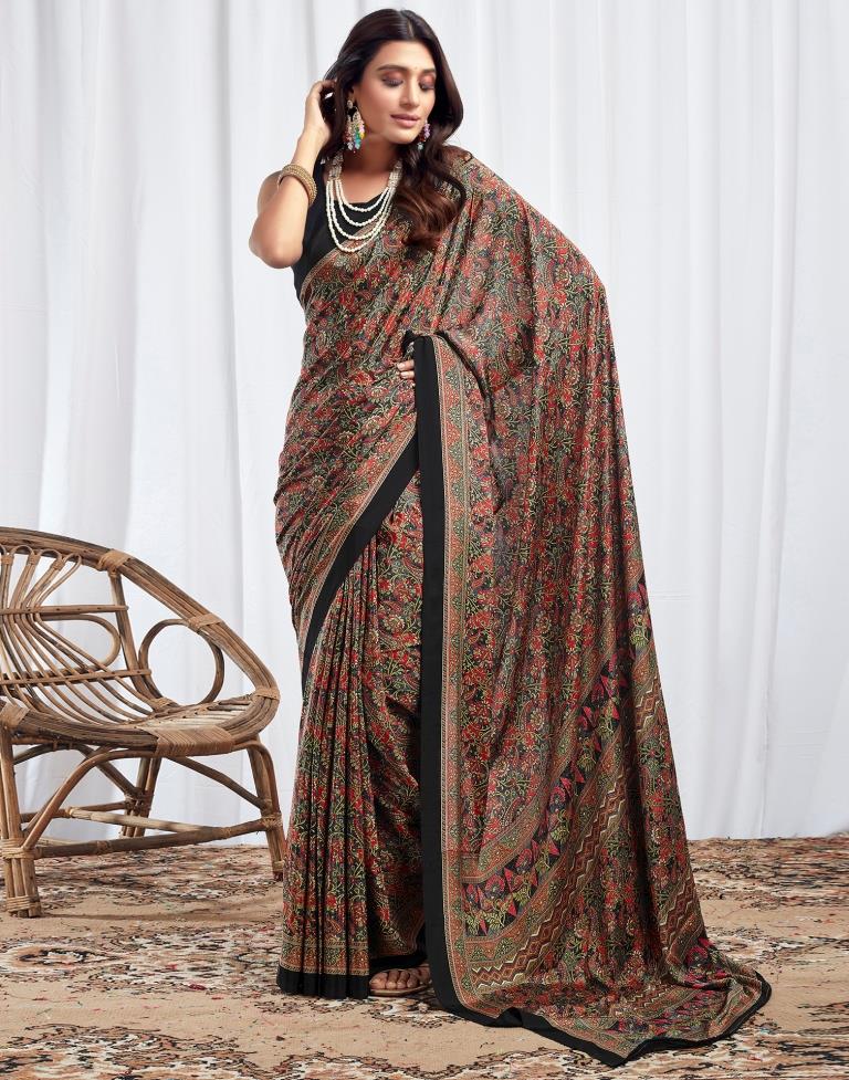 Black Silk Printed Sarees