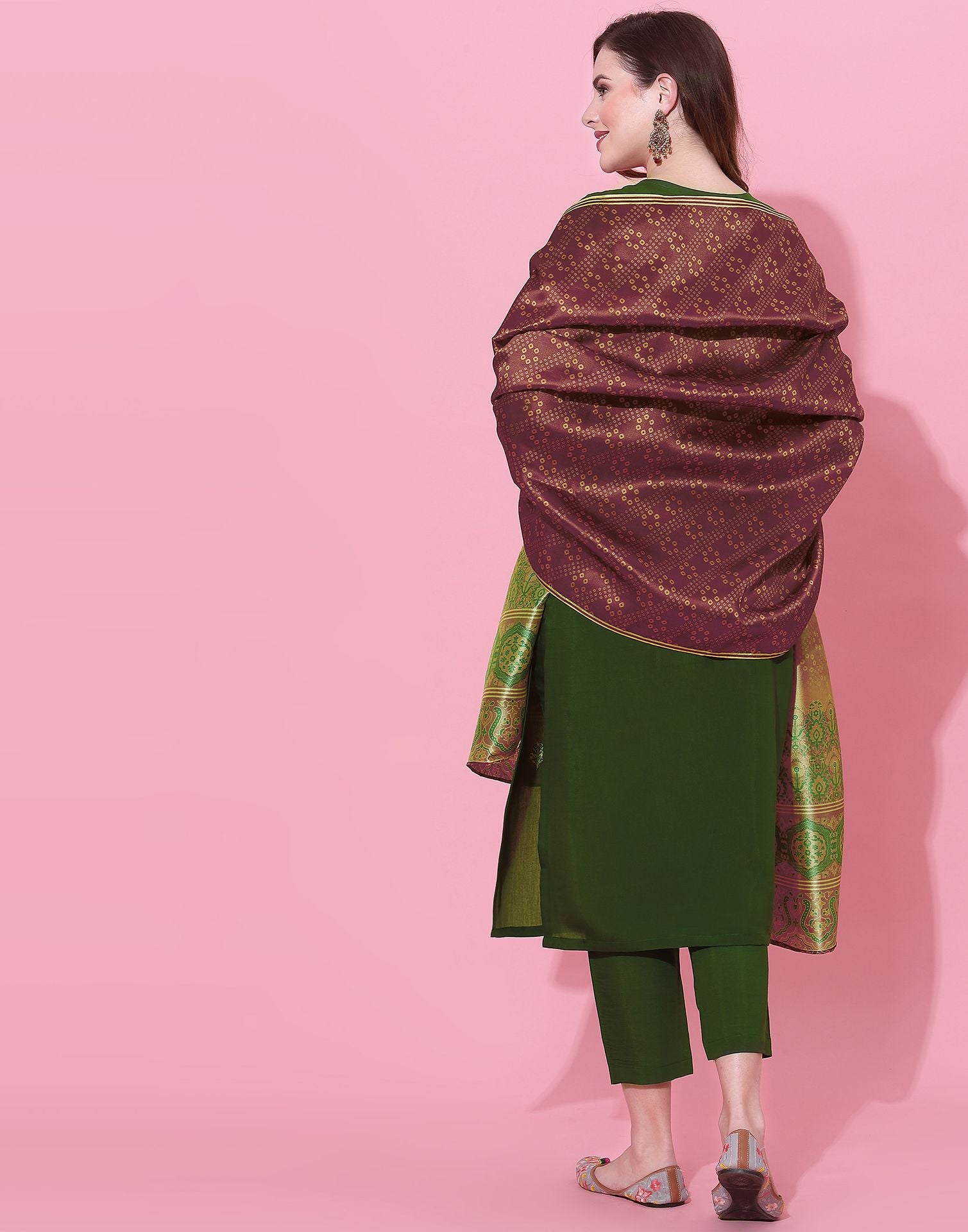 Dusty Green Embroidery Kurti With Pant And Dupatta | Leemboodi