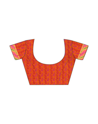 Orange Georgette Printed Saree