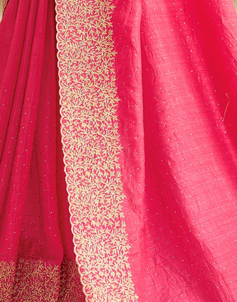 Pink Silk Plain Saree