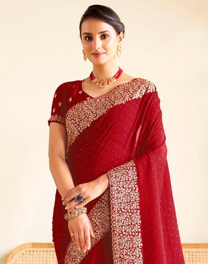 Red Silk Plain Saree