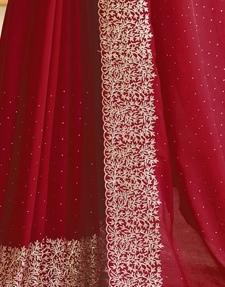Red Silk Plain Saree