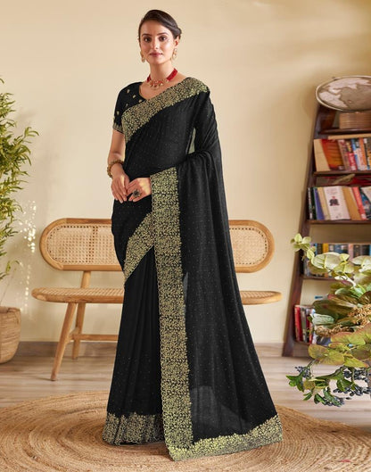 Black Silk Plain Saree