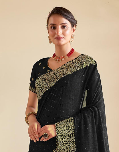 Black Silk Plain Saree