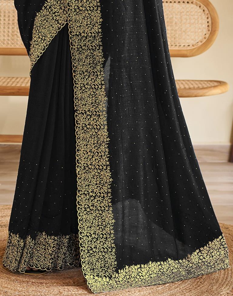 Black Silk Plain Saree