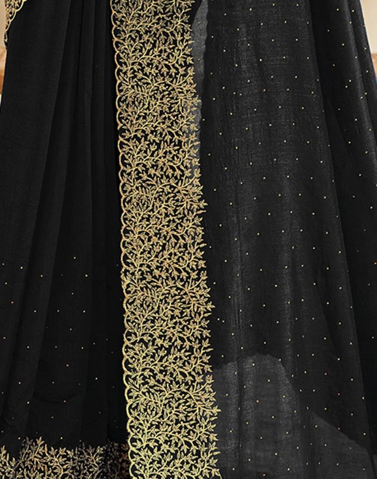 Black Silk Plain Saree