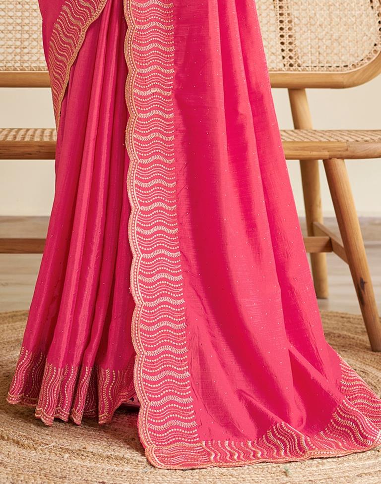 Pink Silk Plain Saree