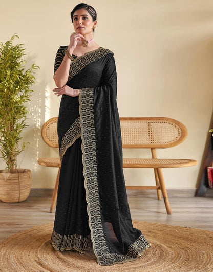 Black Silk Plain Saree