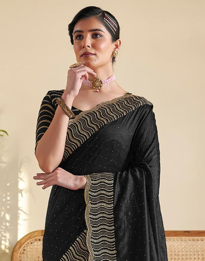 Black Silk Plain Saree