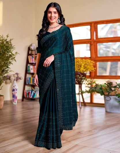 Sea Blue Georgette Plain Saree