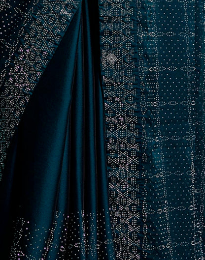 Sea Blue Georgette Plain Saree