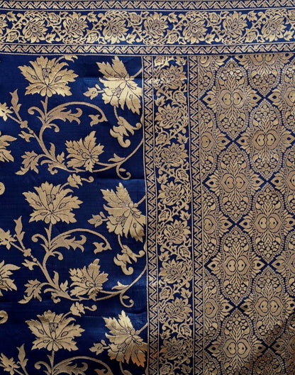 Navy Blue Banarasi Silk Saree