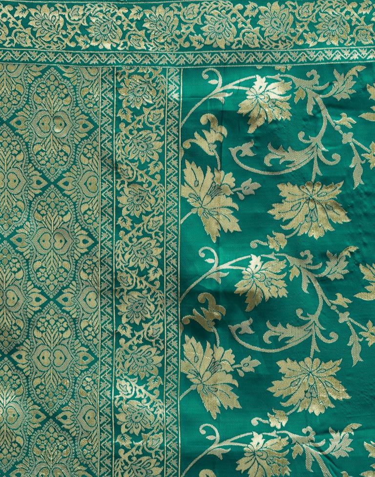 Turquoise Green Banarasi Silk Saree