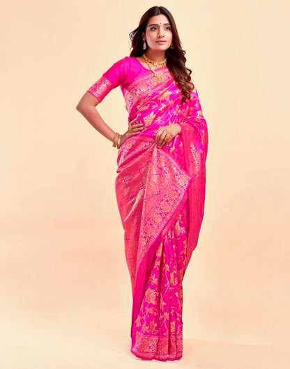 Pink Banarasi Silk Saree