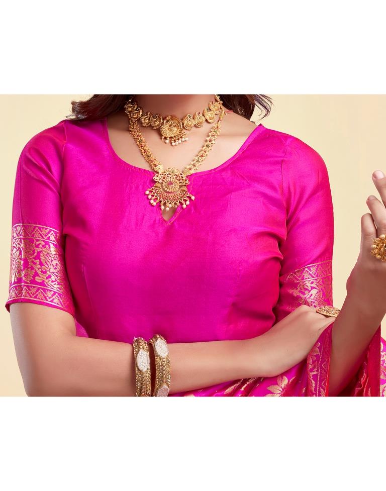 Pink Banarasi Silk Saree