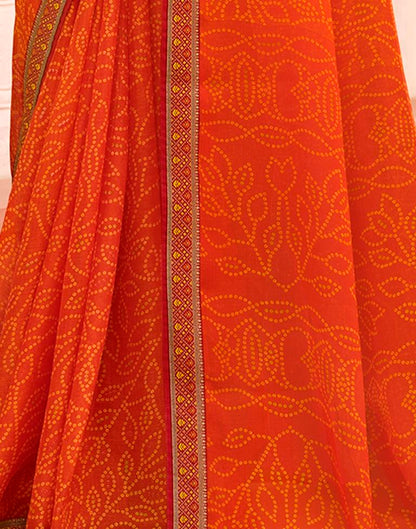 Orange Chiffon Bandhani Saree